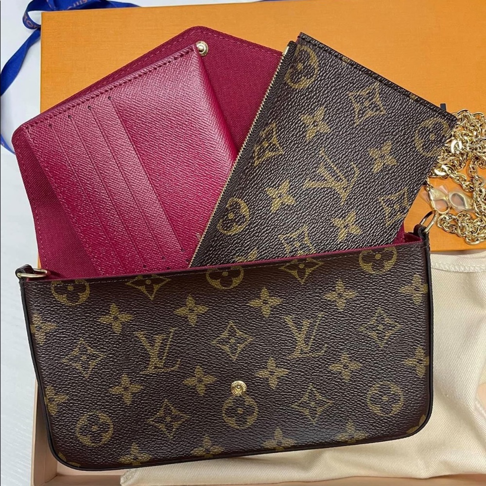 Louis Vuitton Pochette Felicie Chain Waller Brown Monogram Canvas